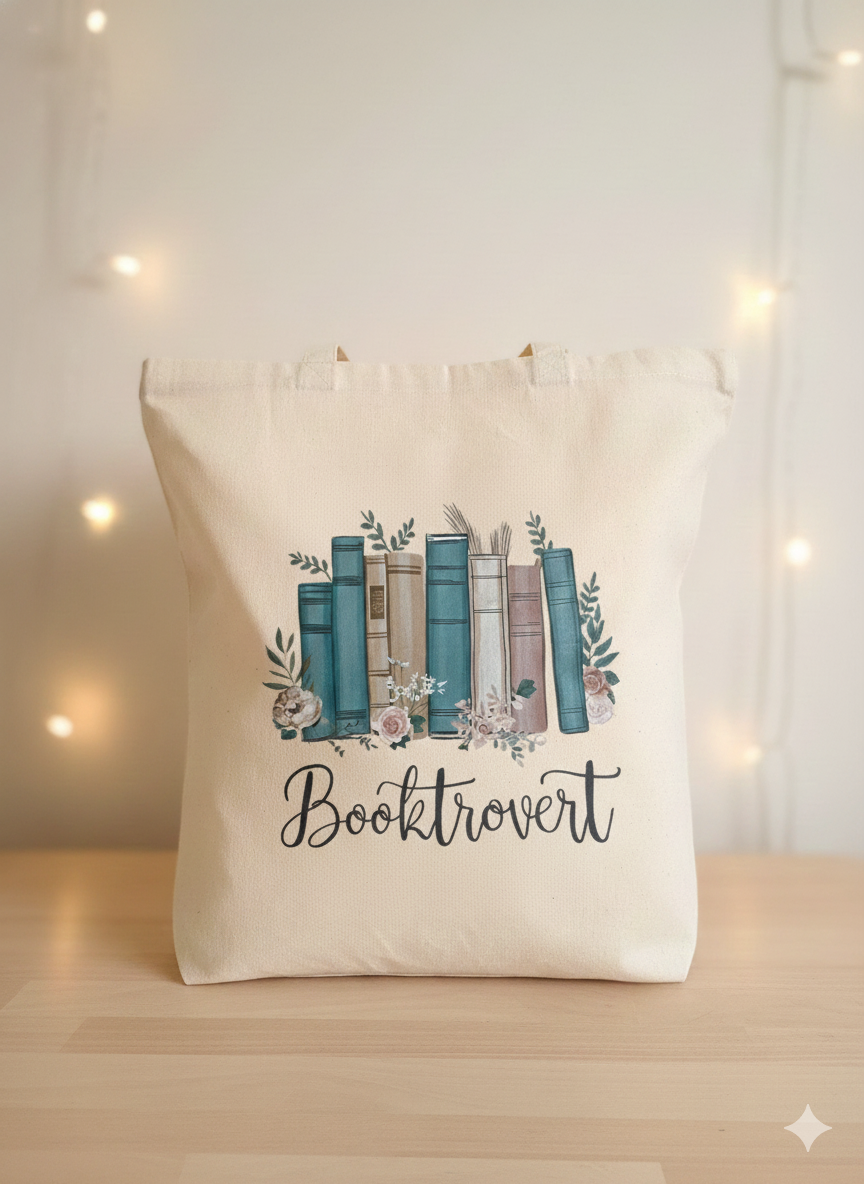 Tote-bag "booktrovert pastello"