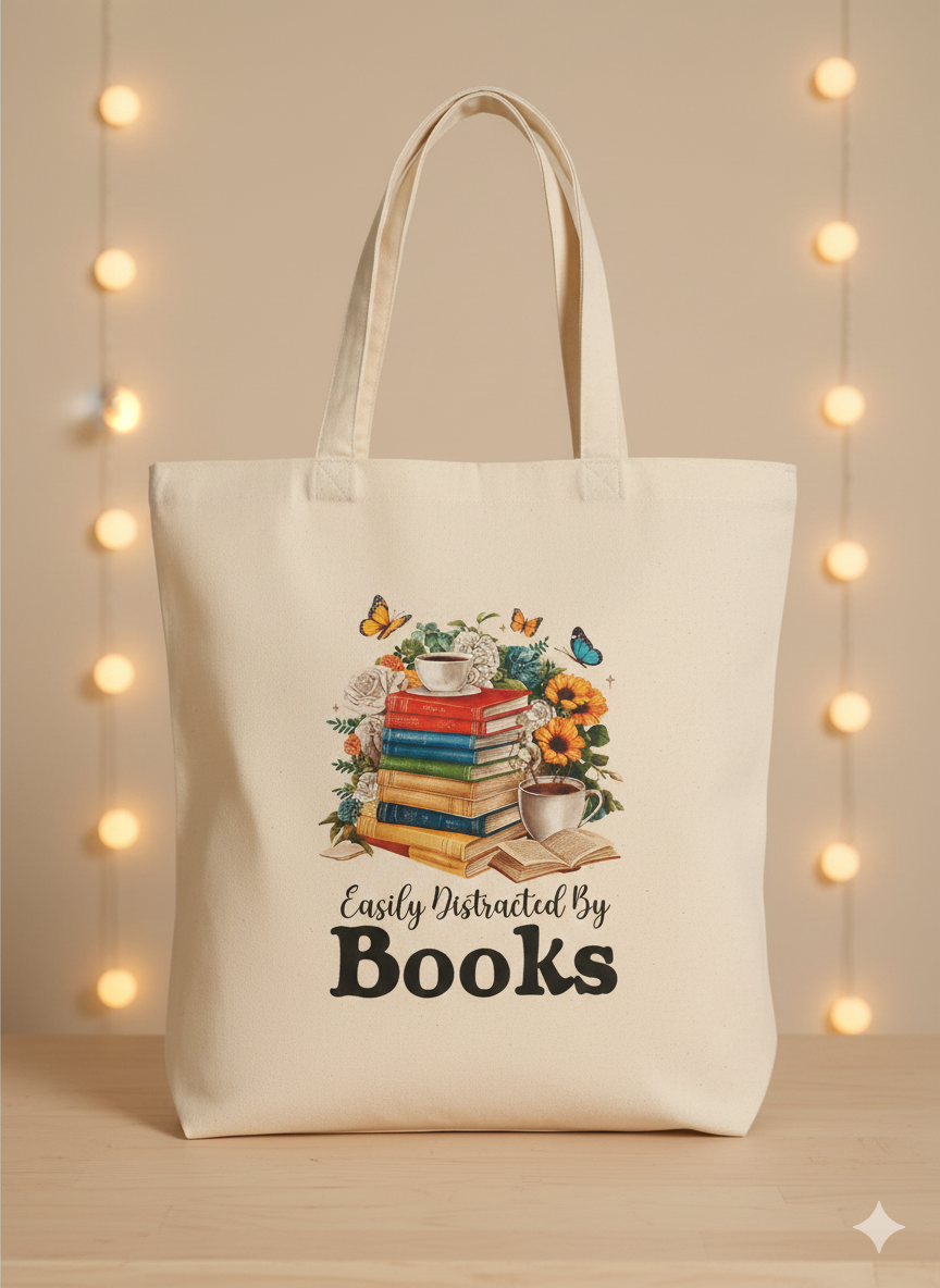 Tote-bag "easily distracted"